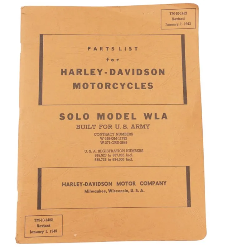 Us Harley Davidson Model Wla Parts List