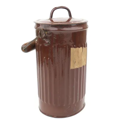Enamelled Milk Jug made from a Gas Mask Canister – image 5